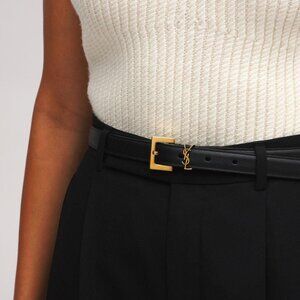 YSL Slim Monogram Leather Belt
